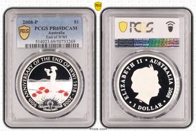 2008-P $1 End of WWI Colorized Ag PR69DCAM
