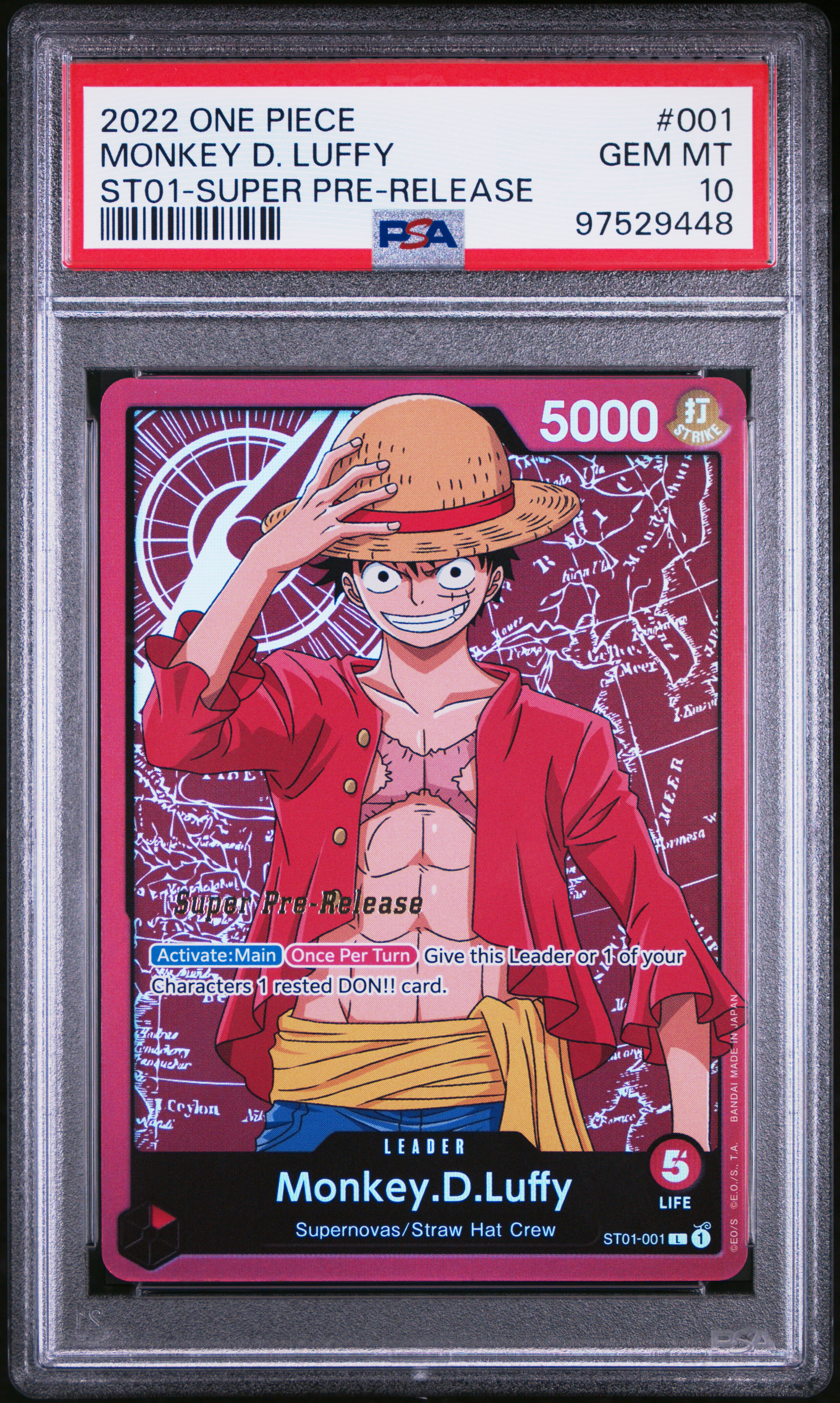 2022 #001 Monkey D. Luffy PSA 10 One Piece Starter Deck ST01-Straw Hat Crew