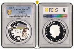 2010-P $1 Husky Antarctic Territory PR70DCAM