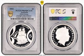 2002 $5 HMS Sirius Voyages into History PR69DCAM