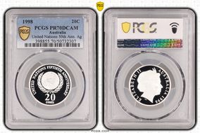 1998 20C United Nations 50th Ann. Ag PR70DCAM