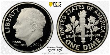 2021-S 10C Silver PR70DCAM