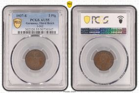 1937-E 2 Pfg J-362 AU55BN