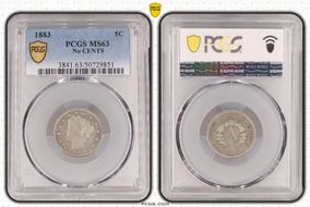 1883 5C No CENTS MS63