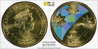 2022 $1 Great Aussie Coin Hunt - 'X' Crux - Colorized MS66