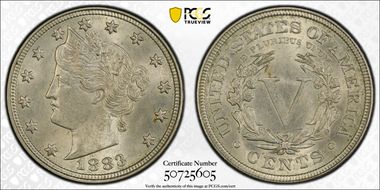 1883 5C With CENTS MS63