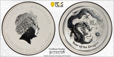 2012-P 50C Year of the Dragon 1/2oz Ag MS70