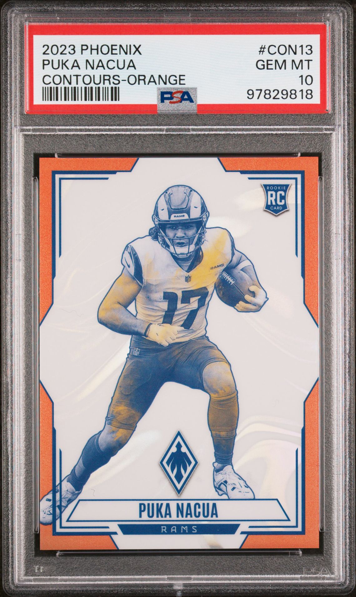 2023 Panini Phoenix Contours Puka Nacua #Con13 (Contours-Orange) Gem Mt 10 front