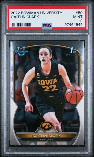 2022 Bowman Chrome University Caitlin Clark #50 Mint 9 front