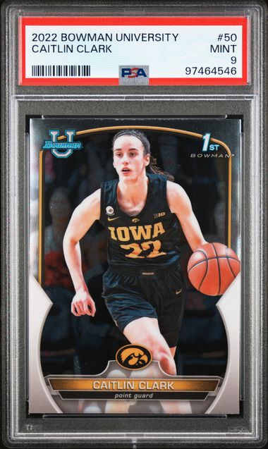 2022 Bowman Chrome University Caitlin Clark #50 Mint 9 front
