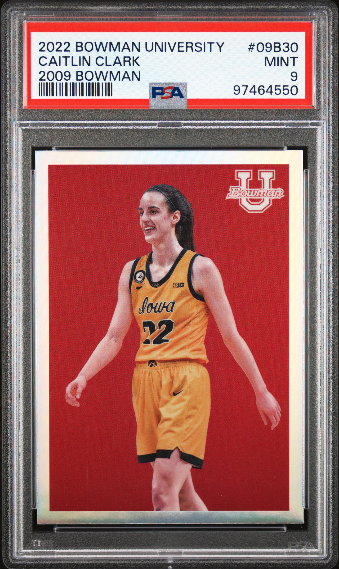 2022 Bowman Chrome University 2009 Bowman Caitlin Clark #09B30 (2009 Bowman) Mint 9 front