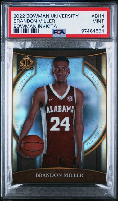 2022 Bowman Chrome University Bowman Invicta Brandon Miller #Bi14 (Bowman Invicta) Mint 9 front