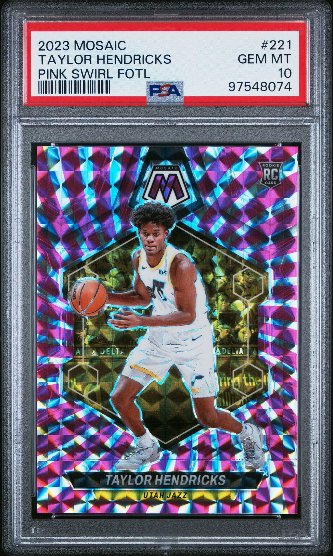 2023 Panini PANINI MOSAIC PINK SWIRL FOTL #221 Taylor Hendricks front