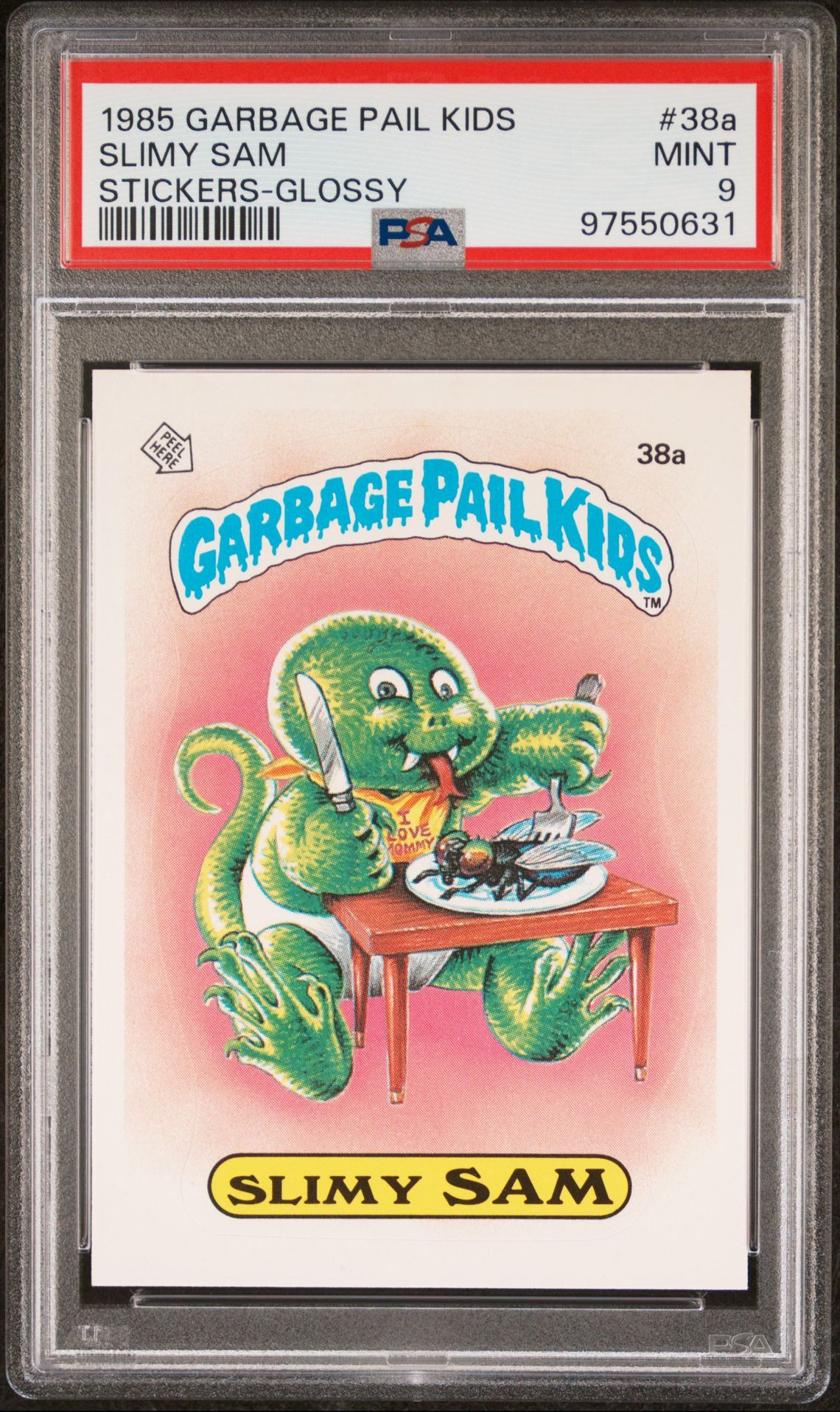 1985 Garbage Pail Kids GARBAGE PAIL KIDS STICKERS GLOSSY #38A Slimy Sam front