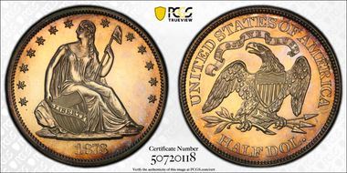 1873 50C No Arrows PR62