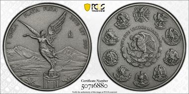 2018-Mo Onza Libertad Ag - Antiqued SP70
