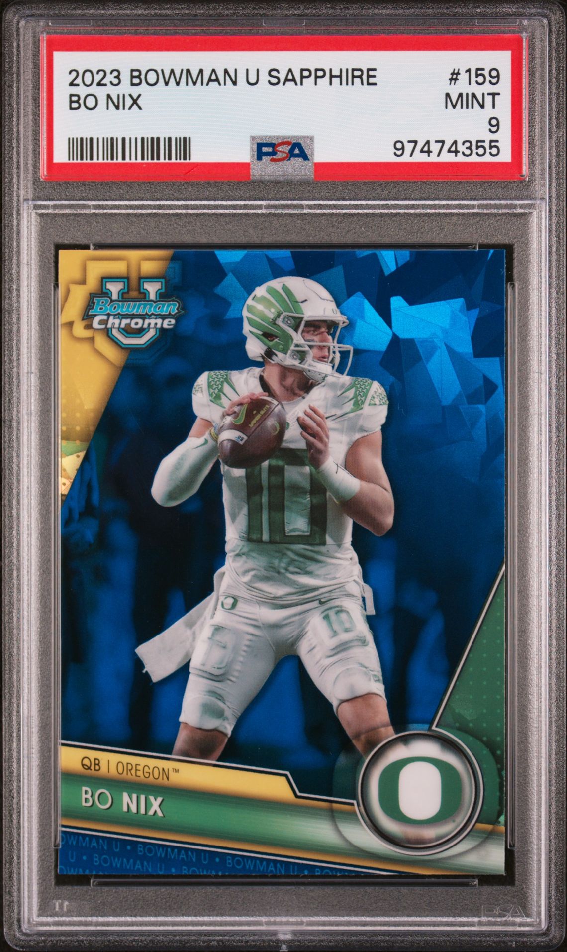 2023 Bowman BOWMAN UNIVERSITY CHROME SAPPHIRE #159 Bo Nix front