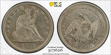 1858-O 25C XF40
