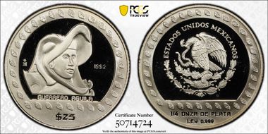 1992-Mo 25 Peso Guerrero Aguila PR69DCAM