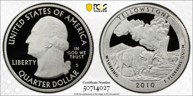 2010-S 25C Yellowstone NP - Silver PR69DCAM