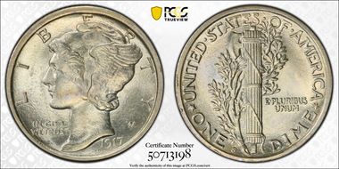 1917-S 10C MS64