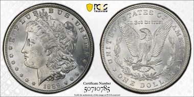 1889 $1 VAM 16, Doubled Ear MS64