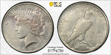 1923-S $1 VAM 1W Hair Die Break XF45