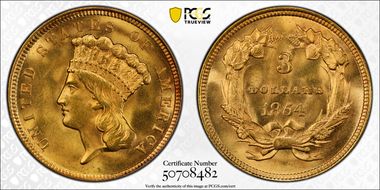 1854 $3 MS65