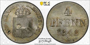 1842-S 4 Pfg MS64