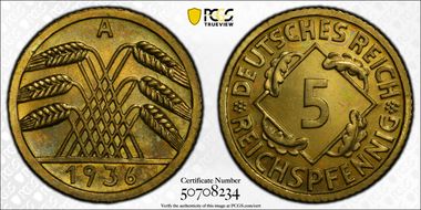 1936-A 5 Rcpfg J-316 PR66CAM