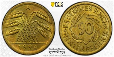 1924-A 50 Rtpfg J-310 MS65