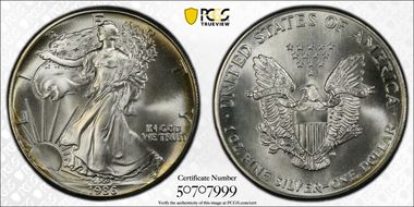 1986 $1 Silver Eagle MS68
