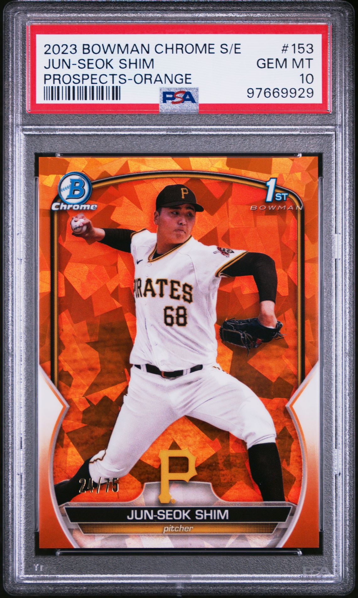 2023 Bowman BOWMAN CHROME SAPPHIRE EDITION PROSPECTS Orange #153 Jun-Seok Shim front