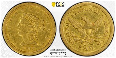 1843-O $2.50 Small Date XF45