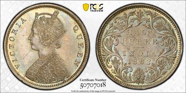 1862(B or M) 1/2 Rup SW-4.123 B/III MS62