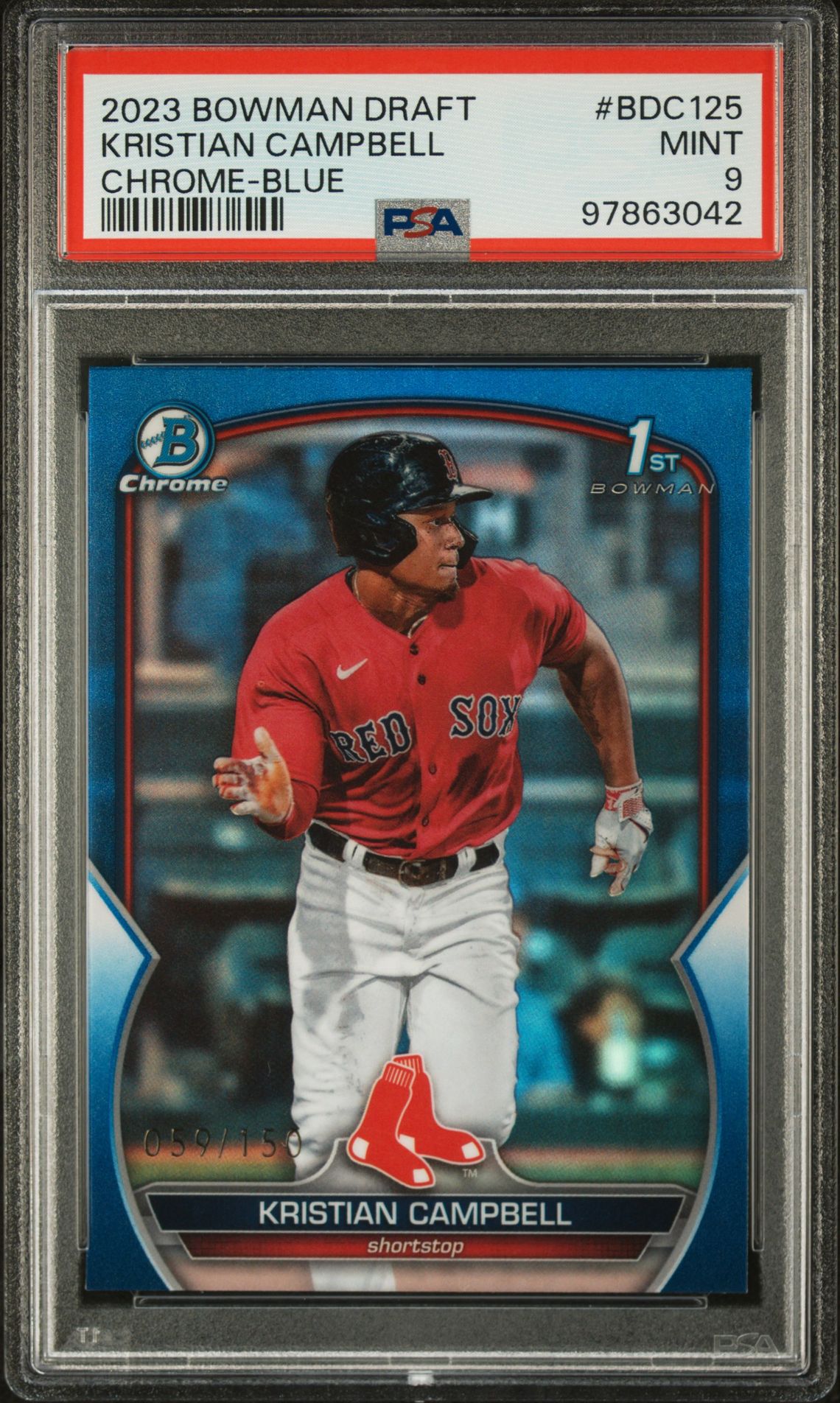2023 Bowman Draft BOWMAN DRAFT CHROME-BLUE REFRACTOR #BDC125 Kristian Campbell front