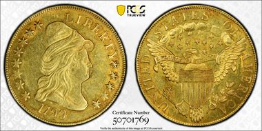 1799 $10 Small Stars Obverse AU58