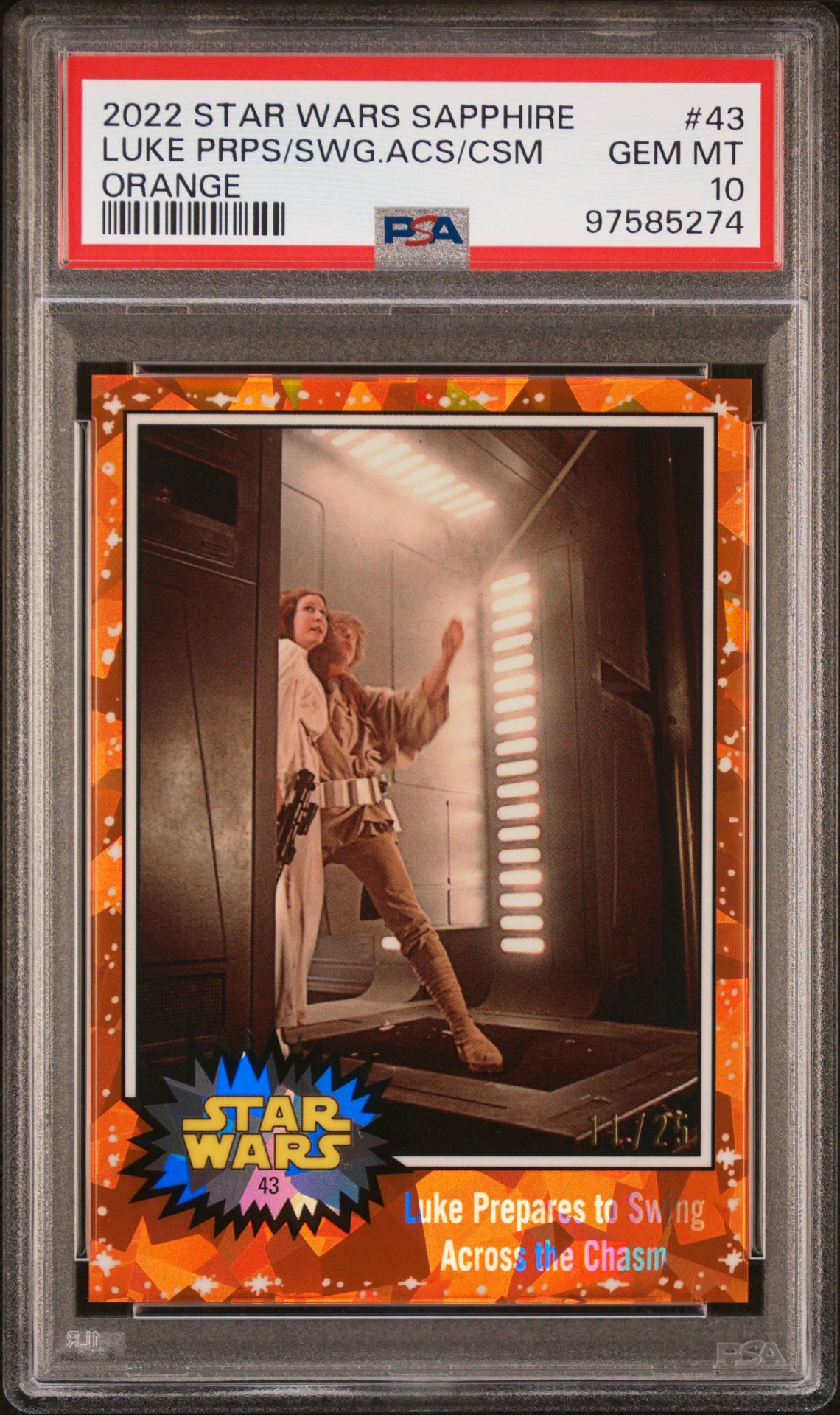 2022 Topps Chrome TOPPS CHROME SAPPHIRE EDITION STAR WARS ORANGE #43 Luke Prps/Swg.Acs/Csm front