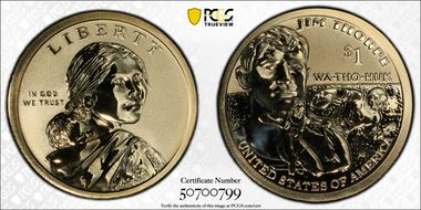 2018-S $1 Native American, Reverse Proof 50th Anniversary Set PR69