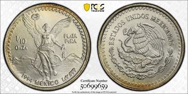 1994-Mo 1/10 oz Libertad Ag MS68