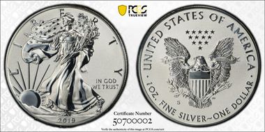 2019-S $1 Silver Eagle Enhanced Rev PR First Strike PR70
