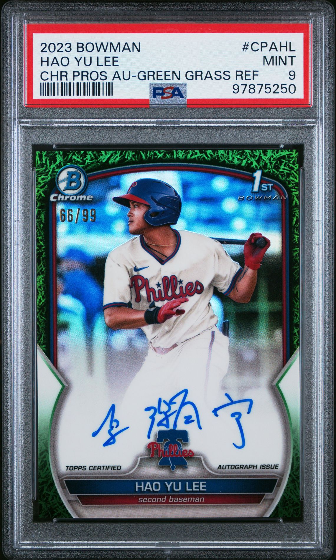 2023 Bowman BOWMAN CHROME PROSPECT AUTOGRAPHS Refractor #CPAHL Hao Yu Lee front
