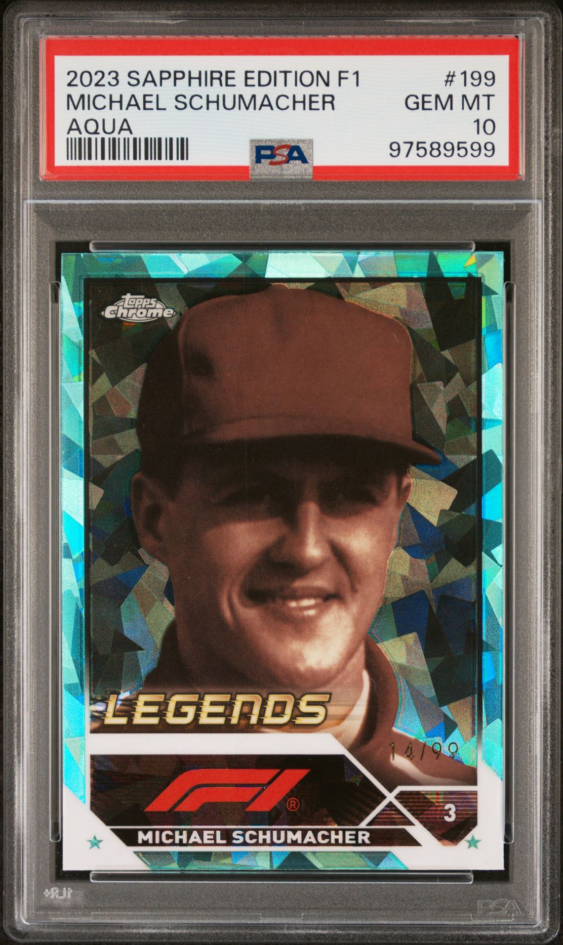 2023 Topps TOPPS CHROME FORMULA 1 SAPPHIRE EDITION AQUA #199 Michael Schumacher front