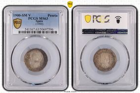 1900-SM V Peseta (1900) MS63