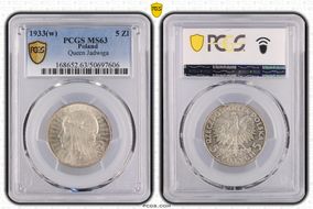 1933(w) 5 Zl Queen Jadwiga KM-21  Ag MS63