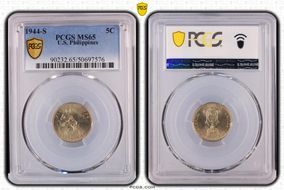 1944-S 5C MS65