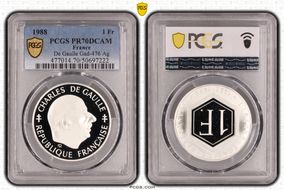 1988 1 Fr De Gaulle Gad-476 Ag PR70DCAM