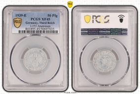 1939-E 50 Pfg J-372 Aluminum XF45