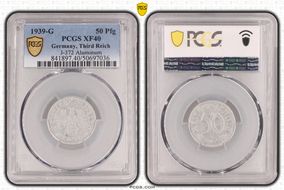 1939-G 50 Pfg J-372 Aluminum XF40