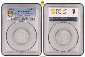 1939-J 50 Pfg J-372 Aluminum AU53